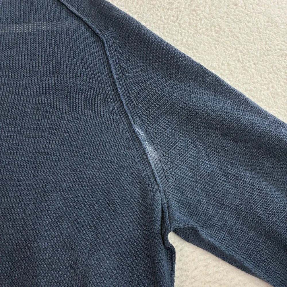 Banana‎ Republic Linen Sweater Mens L Blue V Neck Long Sleeve Pullover Summer